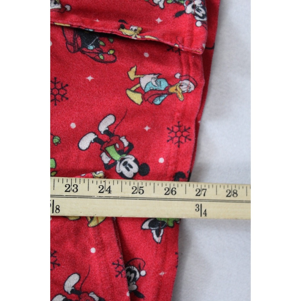 Disney Pajama Shirt Women Medium Red Excellent Christmas Mickey Mouse Flannel - Picture 4 of 8